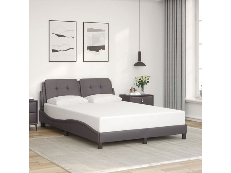  Lit double- lit adulte -  cadre de lit avec led sans matelas zadar gris 140x200 cm  - Conforama C