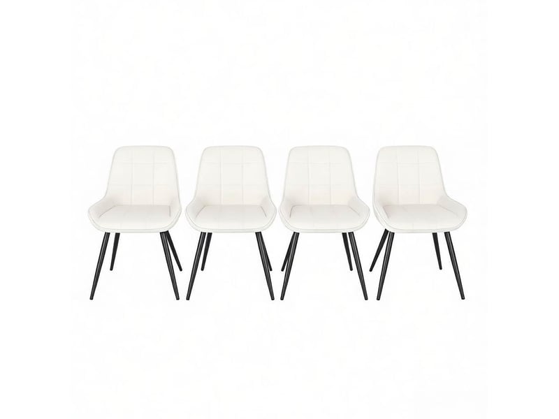  Lot de 4 chaises de salle à manger, dossier incurvé et assise rembourrée, velours et métal  - Conforama A