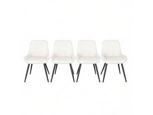 Lot de 4 chaises de salle à manger, dossier incurvé et assise rembourrée, velours et métal