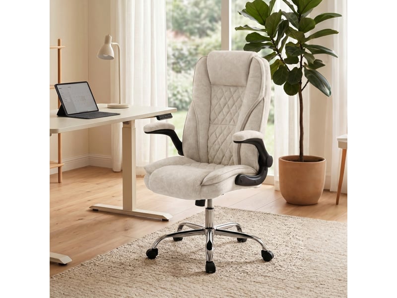  Fauteuil de bureau dainmont chesterfield réglable velours beige  - Conforama B