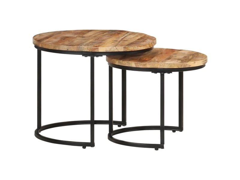  Tables gigognes 2 pcs | table de salon bois de manguier brut  - Conforama A