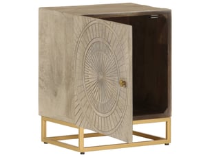 Table de chevet chanmbre, table d'appoint 40x30x50 cm bois massif manguier et fer