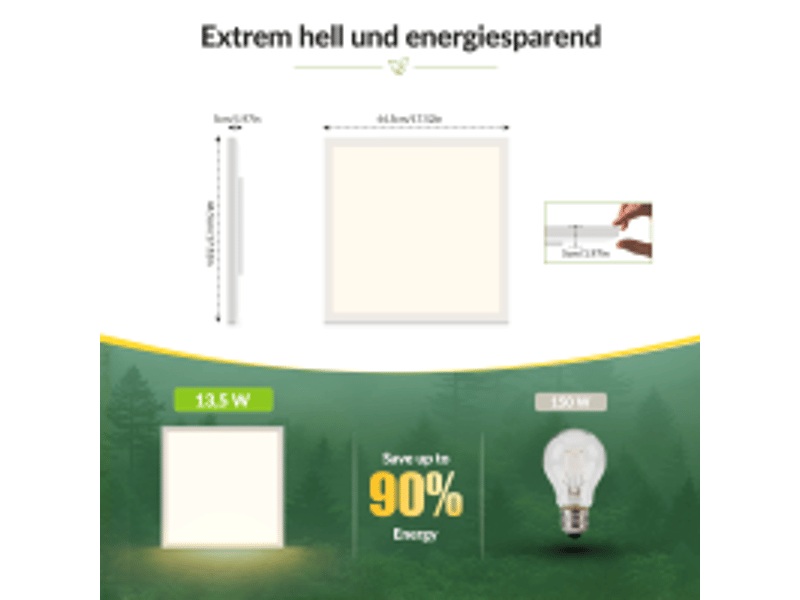  Zmh plafonnier led 13.5w blanc plafonnier moderne 45x45 cm intensité variable pour salon  - Conforama C