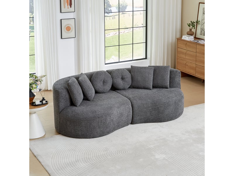 Canapé modulable, canapé de salon, en chenille, sans accoudoirs, pour salon et séjour, forme incurvée - Conforama D