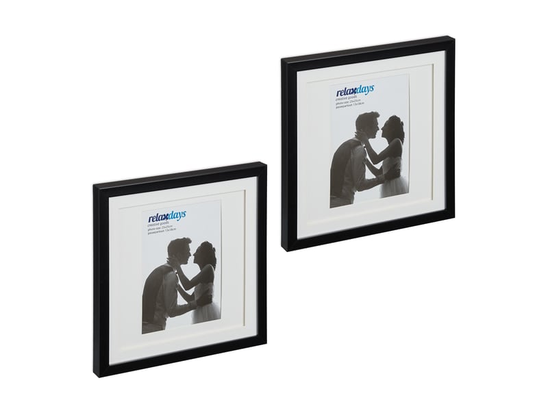  Lot de 2 cadres photo carrés design moderne 27 x 27 x 2,5 cm en plastique noir 13_0013210  - Conforama A