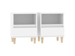 Lot de 2 tables de chevet - cabinet de chevet - table de nuit blanc 40x35x50 cm