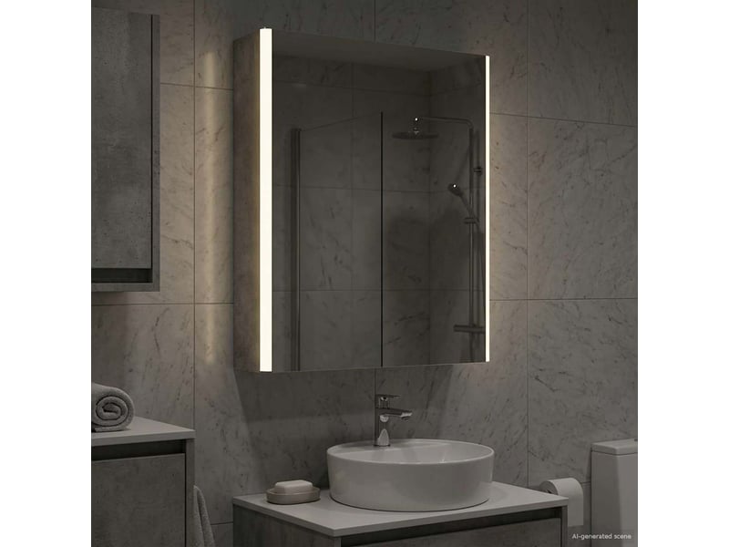  Armoire miroir de salle de bain, cabinet de salle de bain gris béton 43 x 11,5 x 60,5 cm cf65158  - Conforama B