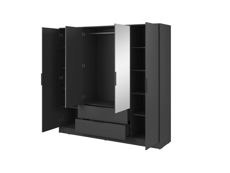  Armoire mirage 4 portes dont 2 miroirs avec penderie - gris MIRAGE - Conforama D