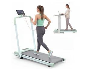 Tapis de course pliable 3 en 1 vert avec inclinaison réglable, vitesse de 1 à 12 km h