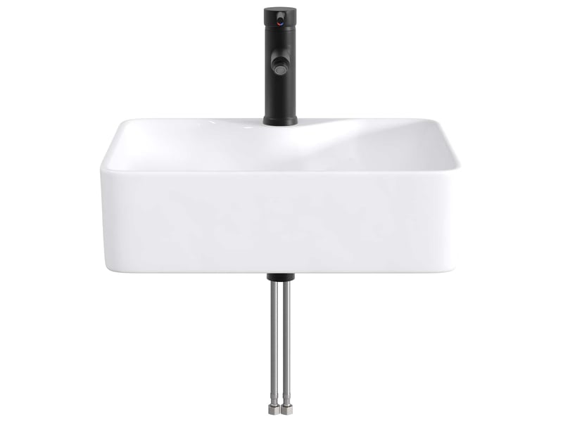  Lavabo de salle de bain avec robinet et évacuation noir mat shl8313  - Conforama D