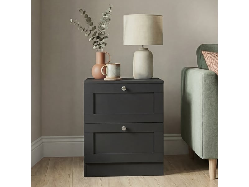  Table de chevet altino 2 tiroirs, commode de nuit, chambre, rangement, 53x40x36cm, noir 3332170 - Conforama C