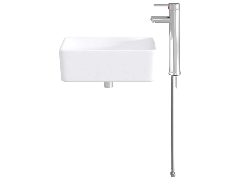 Lavabo de salle de bain avec robinet et évacuation chrome shl8317 - Conforama D