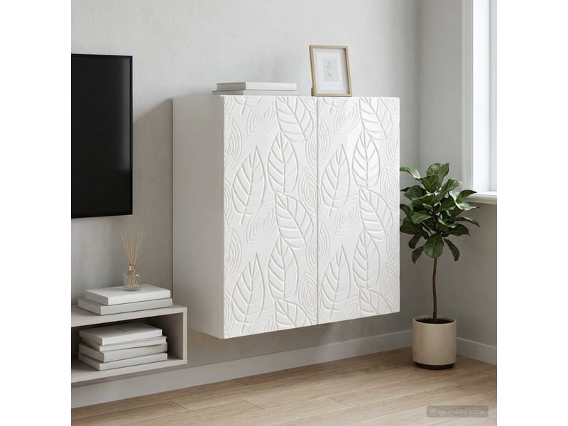  Armoire murale salon 59x31x60cm bois d'ingénierie blanc brillant shl9187  - Conforama B
