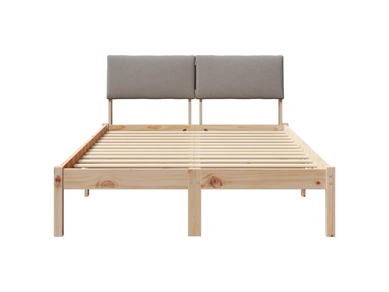  Lit double- lit adulte -  cadre de lit marron et taupe 120 x 190 cm bois massif en pin  - Conforama D