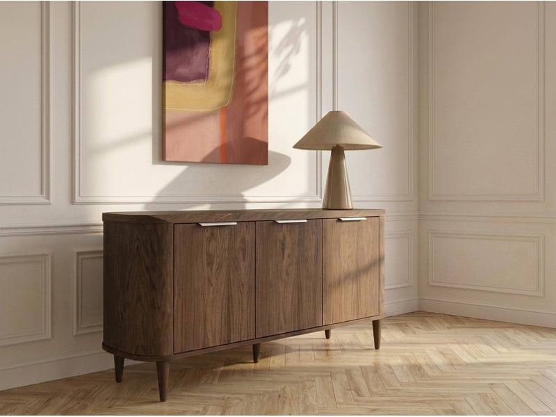 Bobochic buffet 3 portes 180 cm mazargues placage chêne massif marron foncé MAZARGUES - Conforama C
