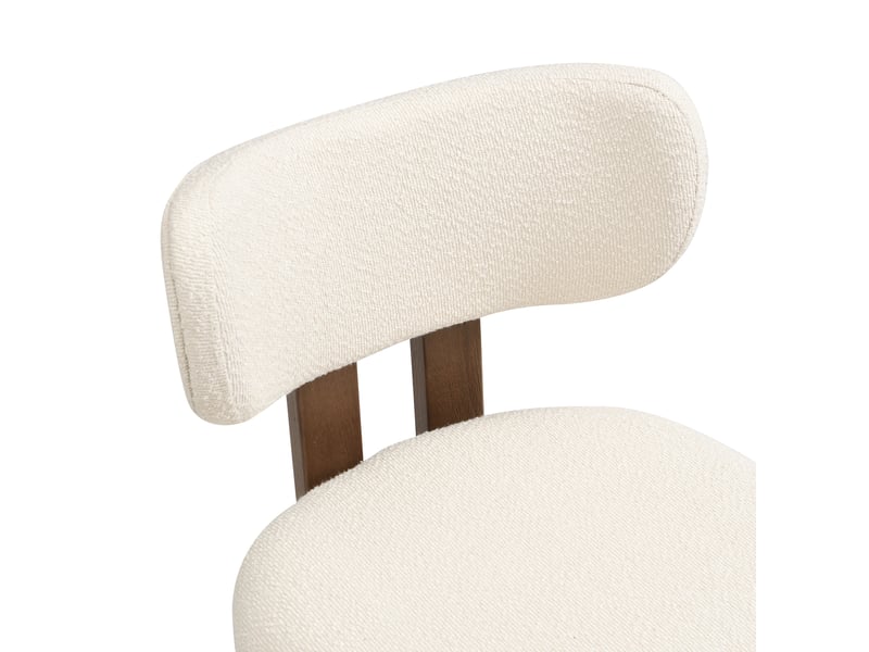  Lot de 2 chaises de salle à manger 54x54x79 cm noyer et blanc cassé, en bois et tissu bouclette, dossier rembourré  - Conforama E