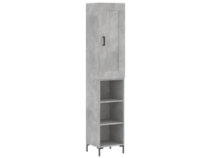 Buffet haut - bahut - meuble de rangement gris béton 34,5x34x180 cm bois d'ingénierie