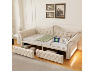 Lit banquette 90x200 cm MODERNLUXE coloris beige