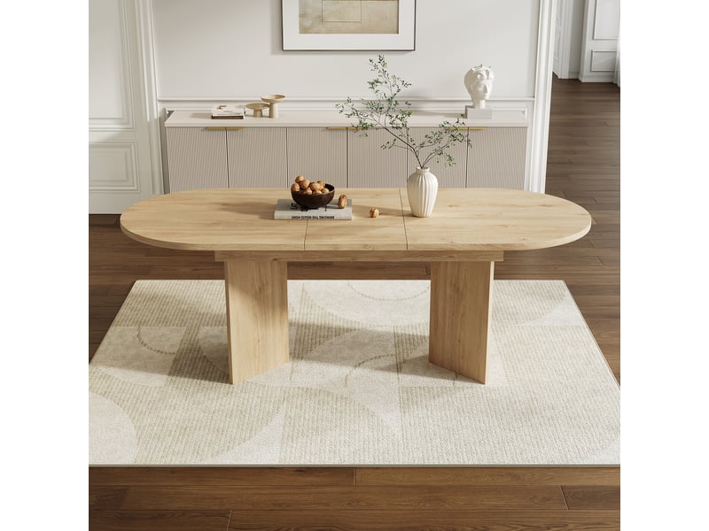  Table à manger extensible 120160 x 80 cm | 4 à 6 personnes | coins arrondis | effet chêne  - Conforama R