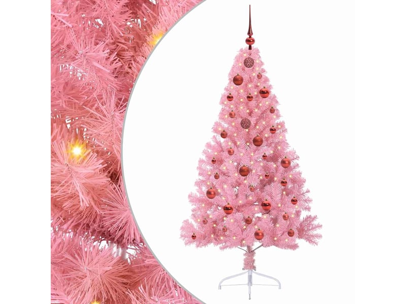 Sapin de noël artificiel, arbre de noël pré-éclairé rose 150 cm pvc shl5611 - Conforama A