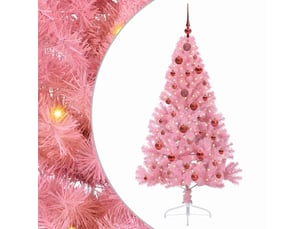 Sapin de noël artificiel, arbre de noël pré-éclairé rose 150 cm pvc shl5611