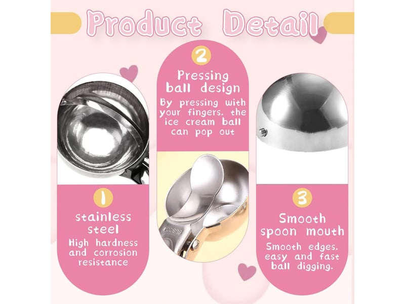  Cuillère à glace professionnelle,1 pièce,cuillère à glace en acier inoxydable,cuillère à glace avec déclencheur,idéal pour la crème glacée  - Conforama C