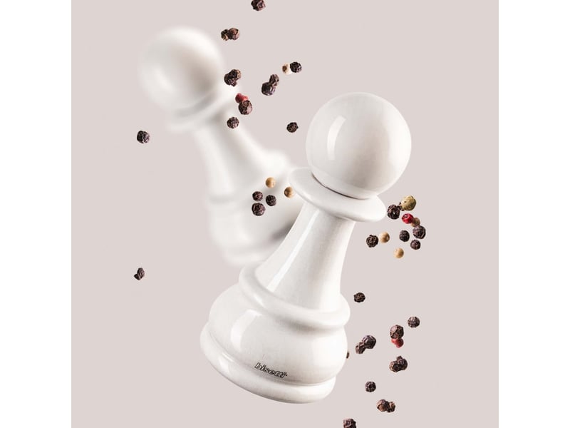  Moulin à épices de cuisine en hêtre laqué pedone - blanc  - Conforama C