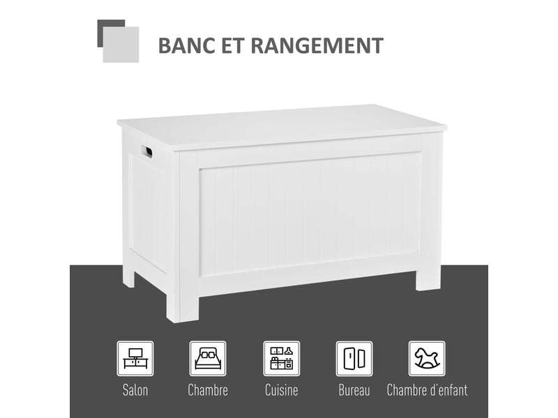  Coffre de rangement avec charnières de sécurité, coffre à jouets avec couvercle, boîte de rangement en bois  - Conforama R