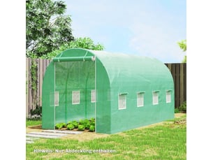 Film de serre 4 x 2 m, plancha de jardin étanche avec porte, 8 fenêtres, protection uv, polyéthylène vert
