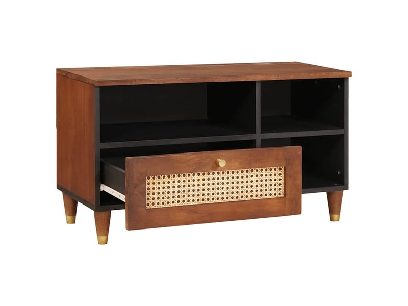  Meuble tv - banc tv - meuble de rangement marron 80 x 33,5 x 46 cm bois de mangue massif  - Conforama A