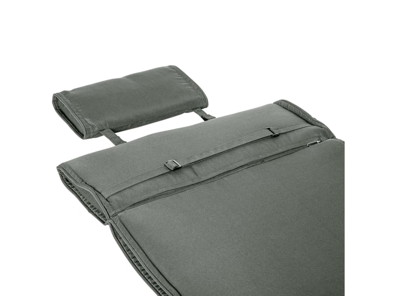  Coussin de bain de soleil 198 x 53 x 5 cm gris en polyester, avec coussin de tête amovible intérieur extérieur  - Conforama E