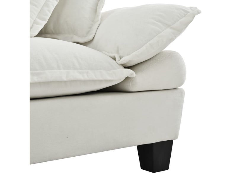 Canapé modulaire cloud forme bateau avec porte-gobelets rangement port usb 2 poufs 2 coussins en chenille pour appartement salon beige  - Conforama D
