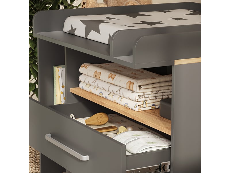  Vicco commode à langer, anthracitechêne doré, 110x93cm  - Conforama D