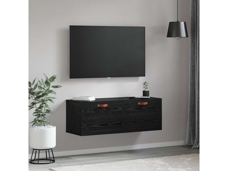  Armoire murale salon 100x36,5x35cm bois d'ingénierie chêne noir shl3355  - Conforama D