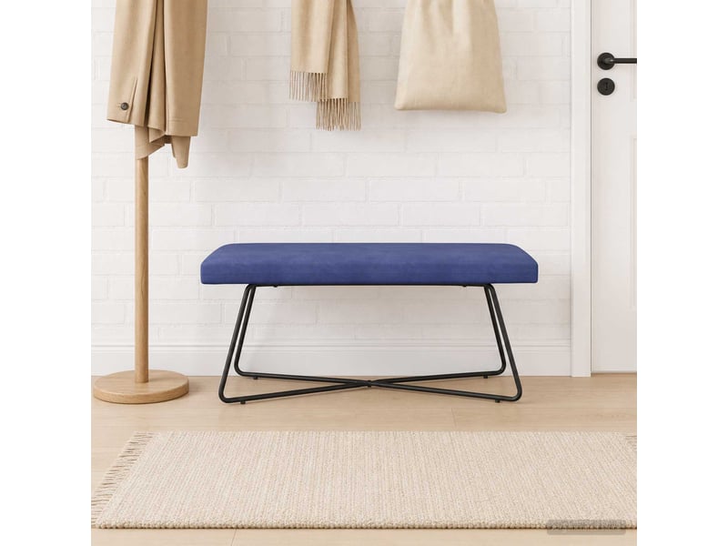  Banc, canapé 2 places bleu police 110x40x45 cm velours  - Conforama B