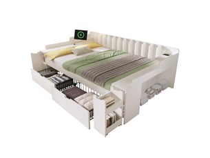Lit banquette 140x190/200cm <strong></strong> <strong></strong> coloris blanc