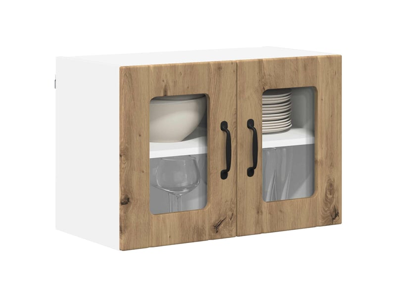  Meuble mural de cuisine, cabinet en verre mural 2 pcs chêne artisanal shl2731  - Conforama C