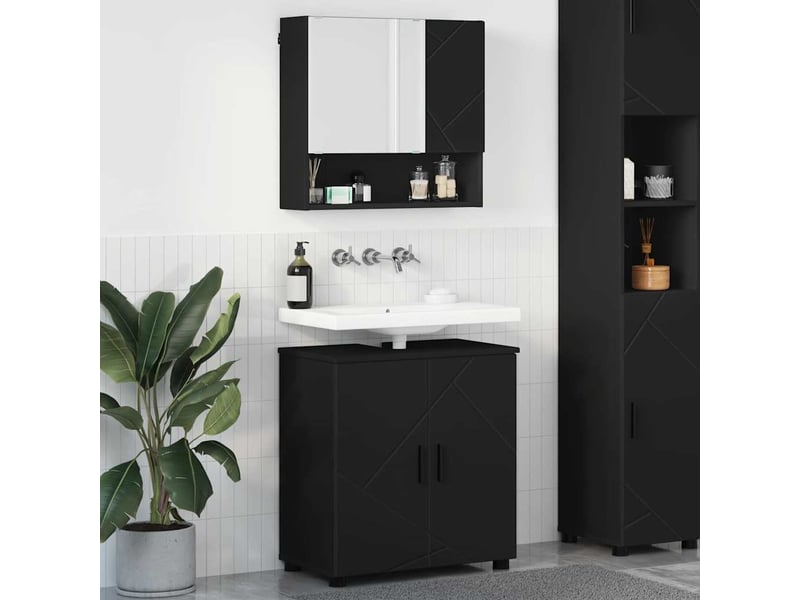 Ensemble de mobilier de salle de bain 2 pièces noir cf64240 - Conforama B