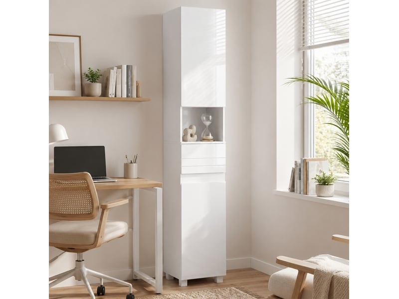  Colonne de salle de bains étroite 30 x 30 x 170 cm avec rangement homvra  - Conforama C