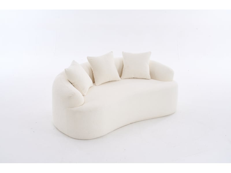  Canapé 2 places blanc cassé - canapé modulaire incurvé contemporain avec 3 coussins  - Conforama A
