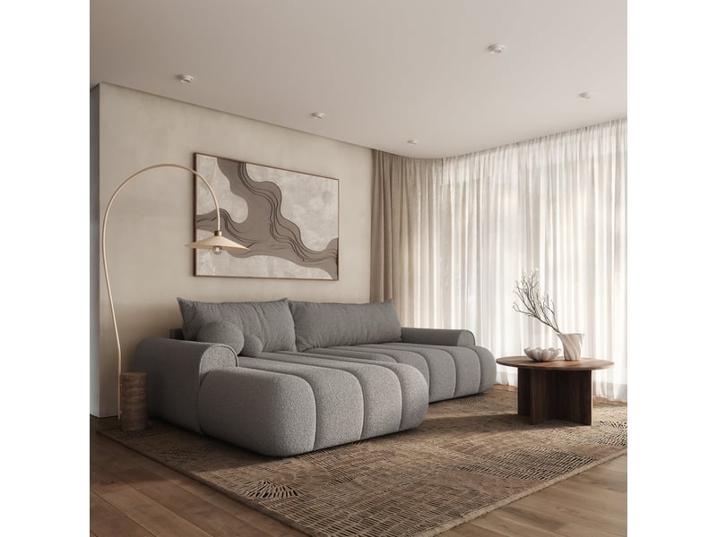  Selsey dandelino - canapé d'angle convertible - en bouclette gris clair avec revêtement - côté gauche DANDELINO - Conforama C