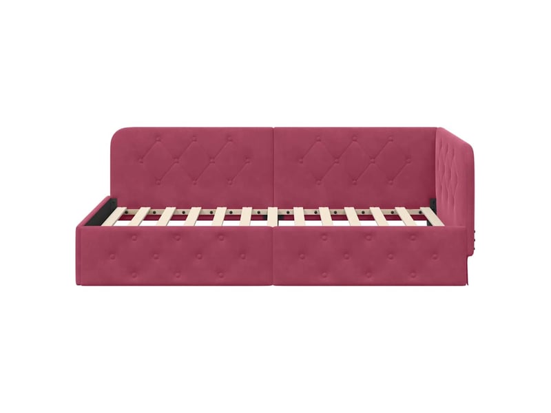  Lit simple- lit adulte -  cadre de lit d'angle bordeaux 100 x 200 cm velours  - Conforama D