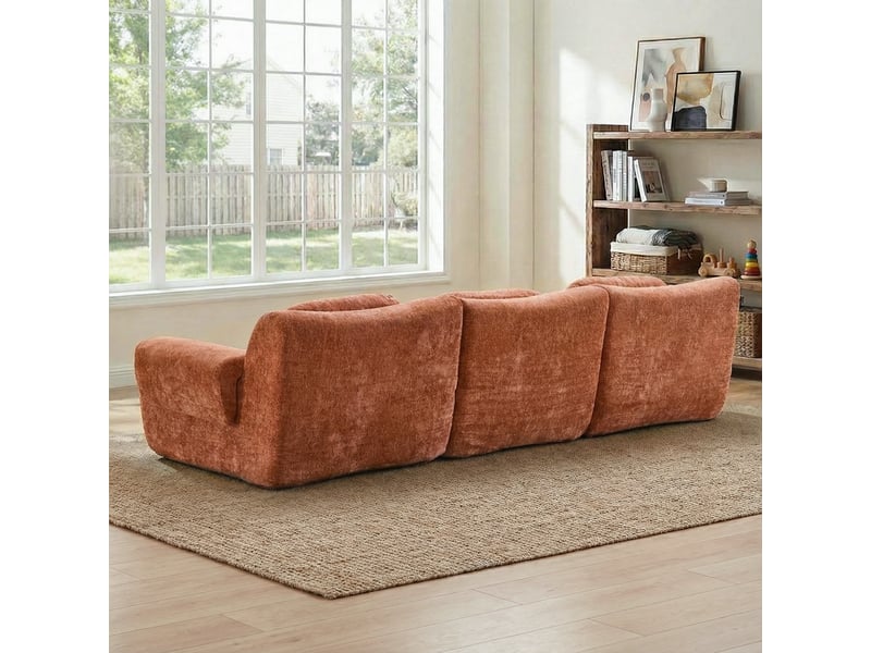  Canapé 3 places compressé au design ondulé, style moderne  - Conforama E