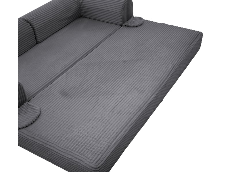  Canapé droit 2 places gris avec rangement intégré et revêtement côtelé pour salon moderne  - Conforama R