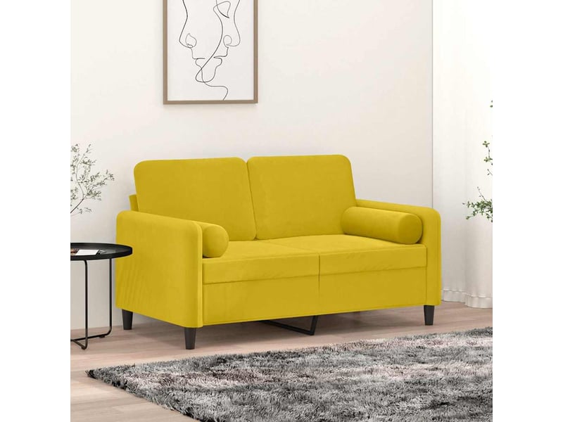  Lot de 2 coussins décoratifs jaune ø15x50 cm velours cf60874  - Conforama B