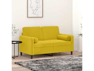 Lot de 2 coussins décoratifs jaune ø15x50 cm velours cf60874