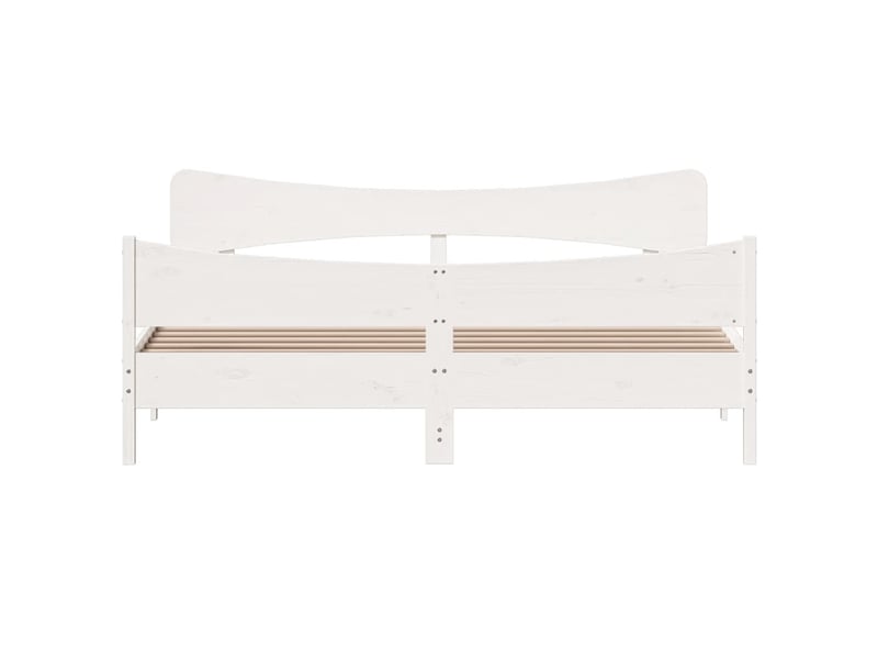  Lit double- lit adulte -  cadre de lit sans matelas blanc 200x200 cm bois massif de pin  - Conforama C