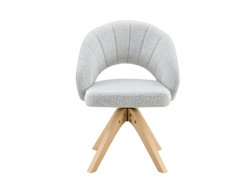  Ensemble 2 chaises pivotantes rétro velours gris clair, pieds bois massif, dossier arrondi 360° - salle à manger  - Conforama A
