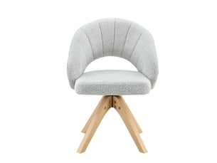 Ensemble 2 chaises pivotantes rétro velours gris clair, pieds bois massif, dossier arrondi 360° - salle à manger