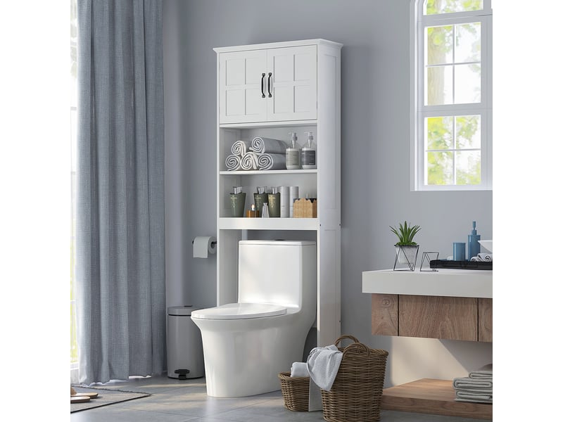  Meuble dessus wc avec placard à double porte, étagère réglable, 66 x 23 x 178 cm  - Conforama D